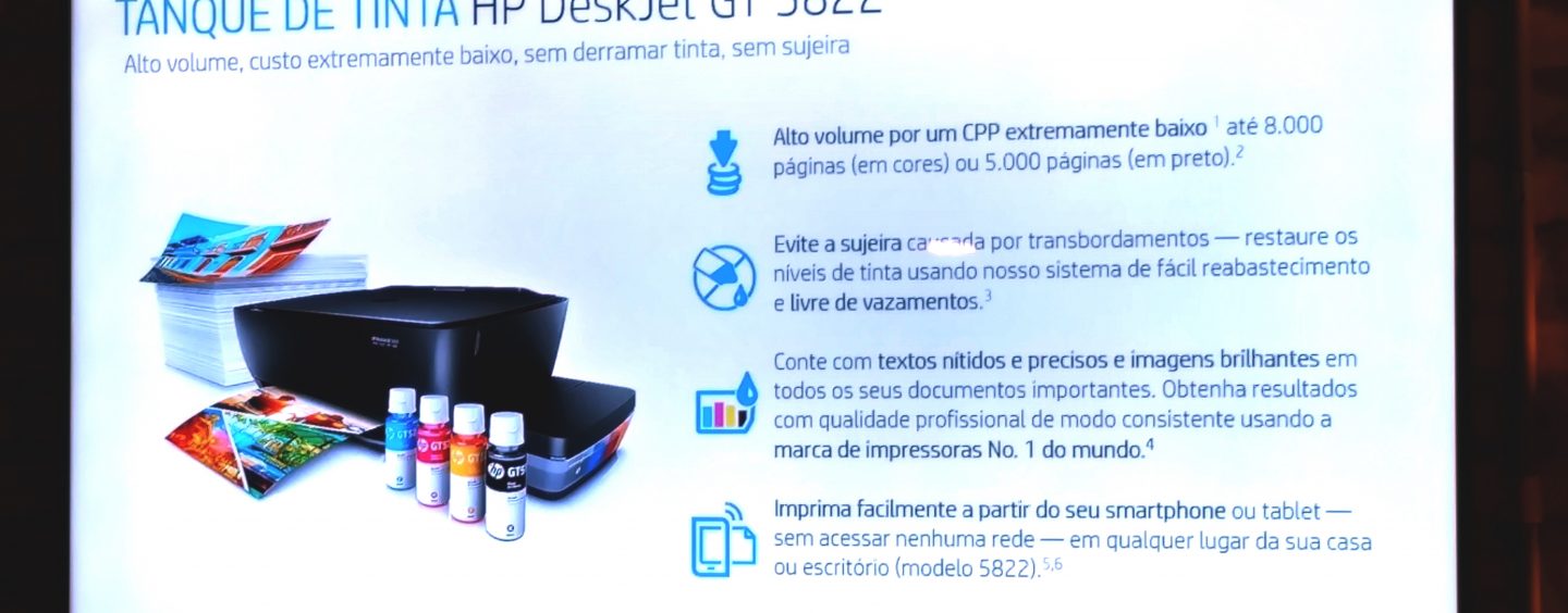 HP investe no mercado de impressora com tanque de tintas