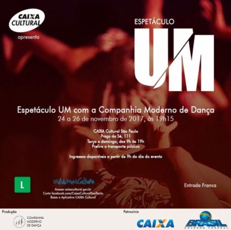 Companhia Moderno de Dança apresenta o espetáculo “UM” na Caixa Cultural São Paulo